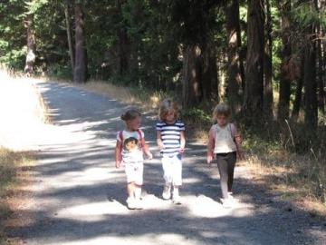 Kindergarten students walking